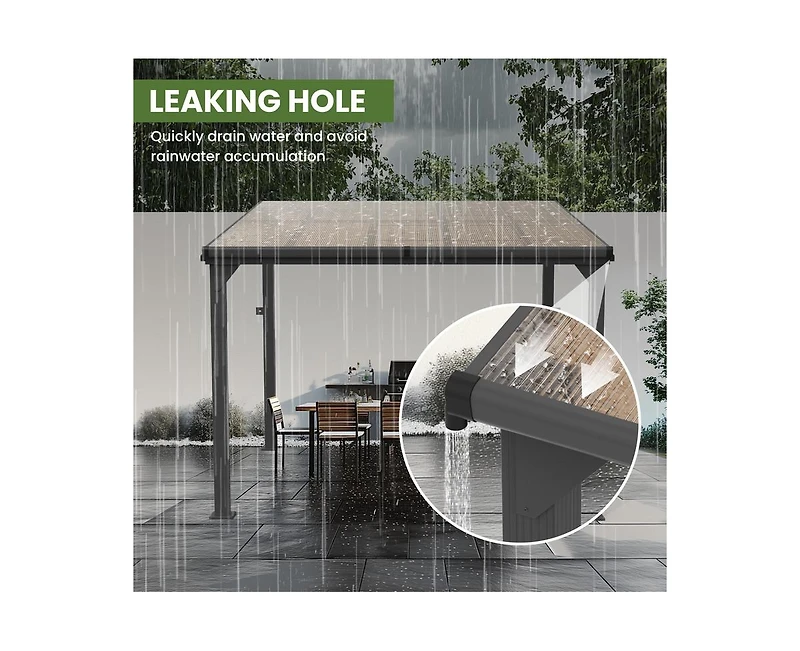 Hardtop Outdoor Gazebo Pergola Aluminum Framed with Sloping Pitched Roof for Garden