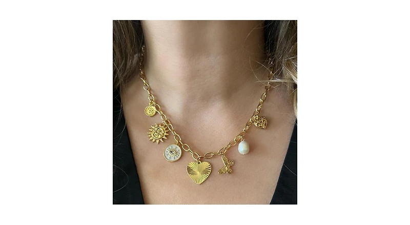 Rivka Friedman Polished Multi Charm Chain Necklace
