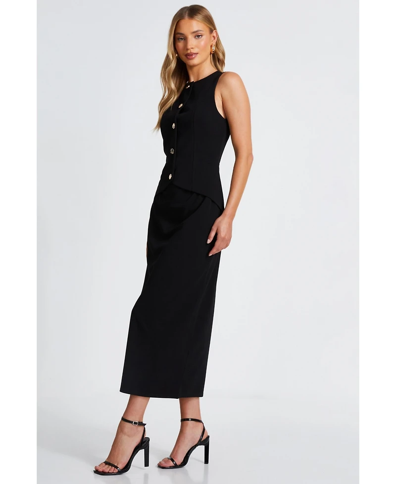 Quiz Women's 2 In 1 Scuba Crepe Waistcoat and Skirt Dress