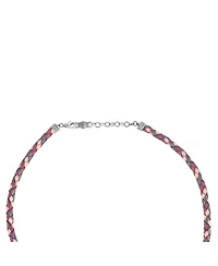 American West Jewelry Sterling Silver Multi-Color Braided Pink, Maroon and Berry Leather Necklace, 20 to 22 Inches