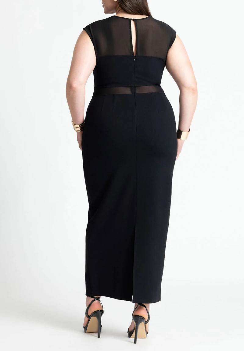 Eloquii Plus Cap Sleeve Mesh Midi Dress