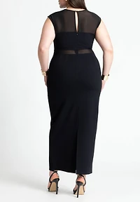 Eloquii Plus Cap Sleeve Mesh Midi Dress
