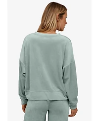 Ellos Women's Boxy Velour Lounge Sweatshirt