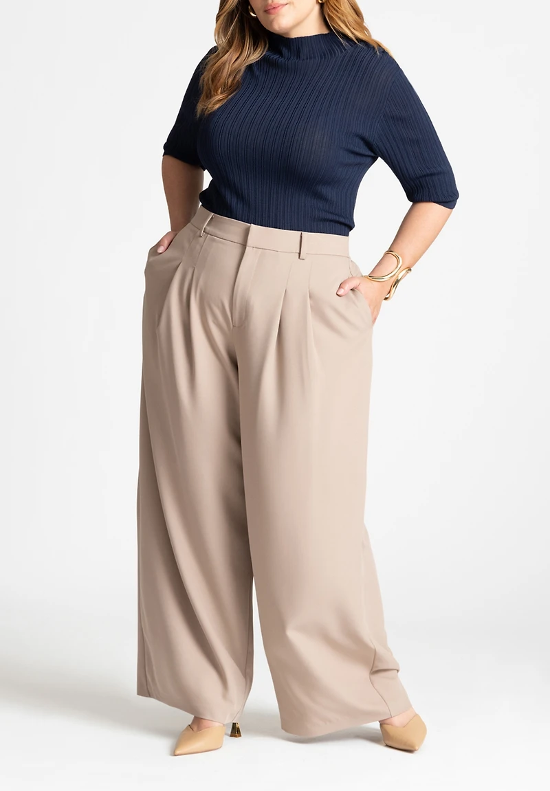 Eloquii Women's Plus Size The Fluid Crepe Wide Leg Pant