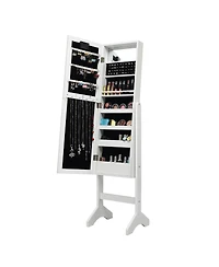 Mirrored Jewelry Cabinet Armoire Organizer with Led lights