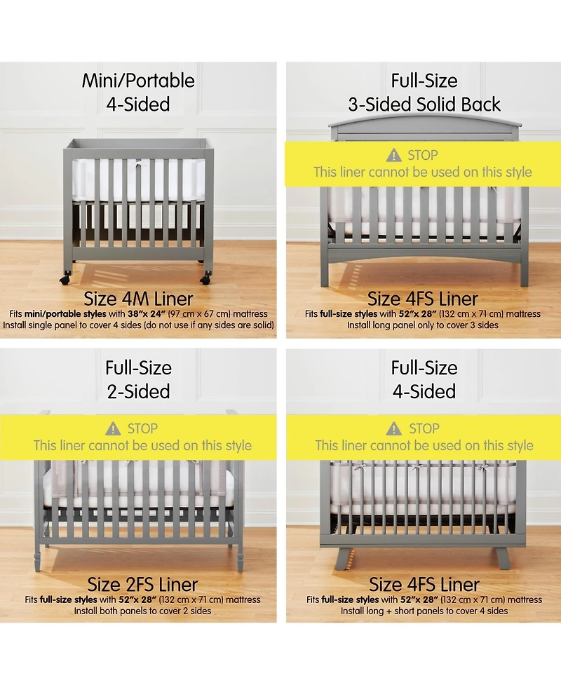 BreathableBaby Breathable Mesh Liner for Mini Cribs, Deluxe 4mm