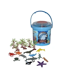 Wild Republic Bucket Mini Ocean Figurines, 18 Pieces