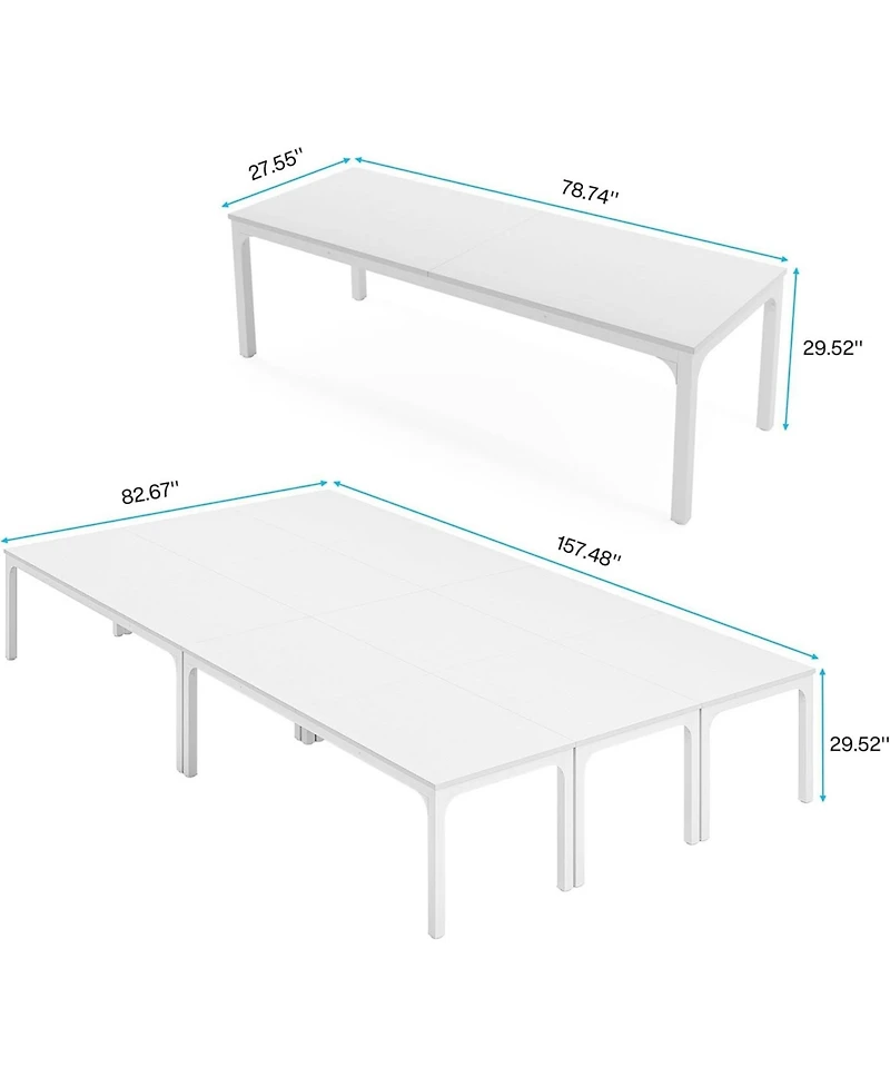 Tribesigns 78.74-Inch Conference Table Set of 6, 19FT Conference Room Table, Large Rectangle Meeting Seminar Table Set for 16-22 Person, Long Business