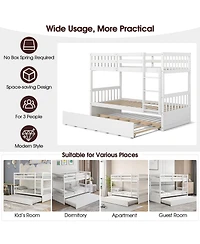 Twin Over Twin Bunk Bed with Pull-out Trundle and Ladder