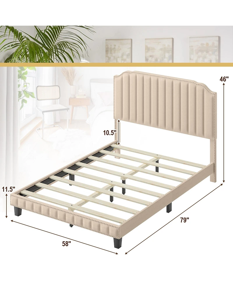 Gouun Heavy Duty Upholstered Bed Frame with Rivet Headboard-Full Size