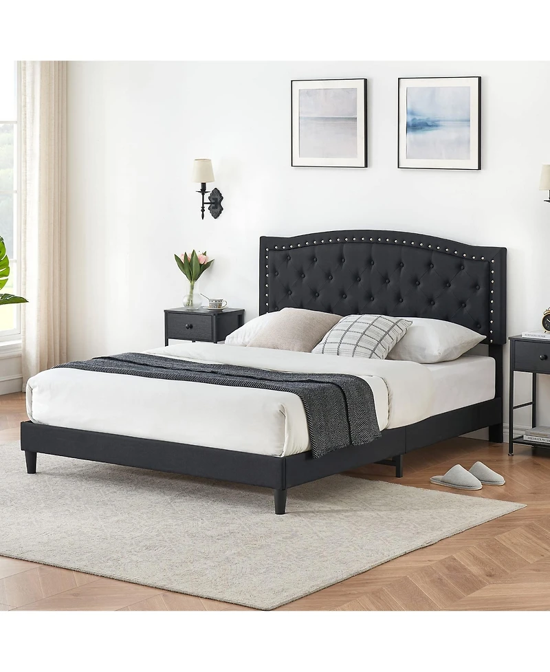 gaomon Full Bed Frame with Adjustable Headboard, Platform Bed Frame