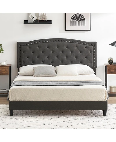 gaomon Full Bed Frame with Adjustable Headboard