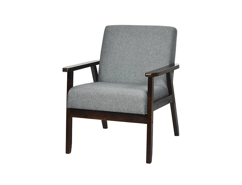 Slickblue Retro Modern Classic Linen Wide Accent Chair with Espresso Wood Frame