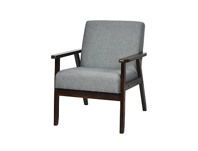 Slickblue Retro Modern Classic Linen Wide Accent Chair with Espresso Wood Frame