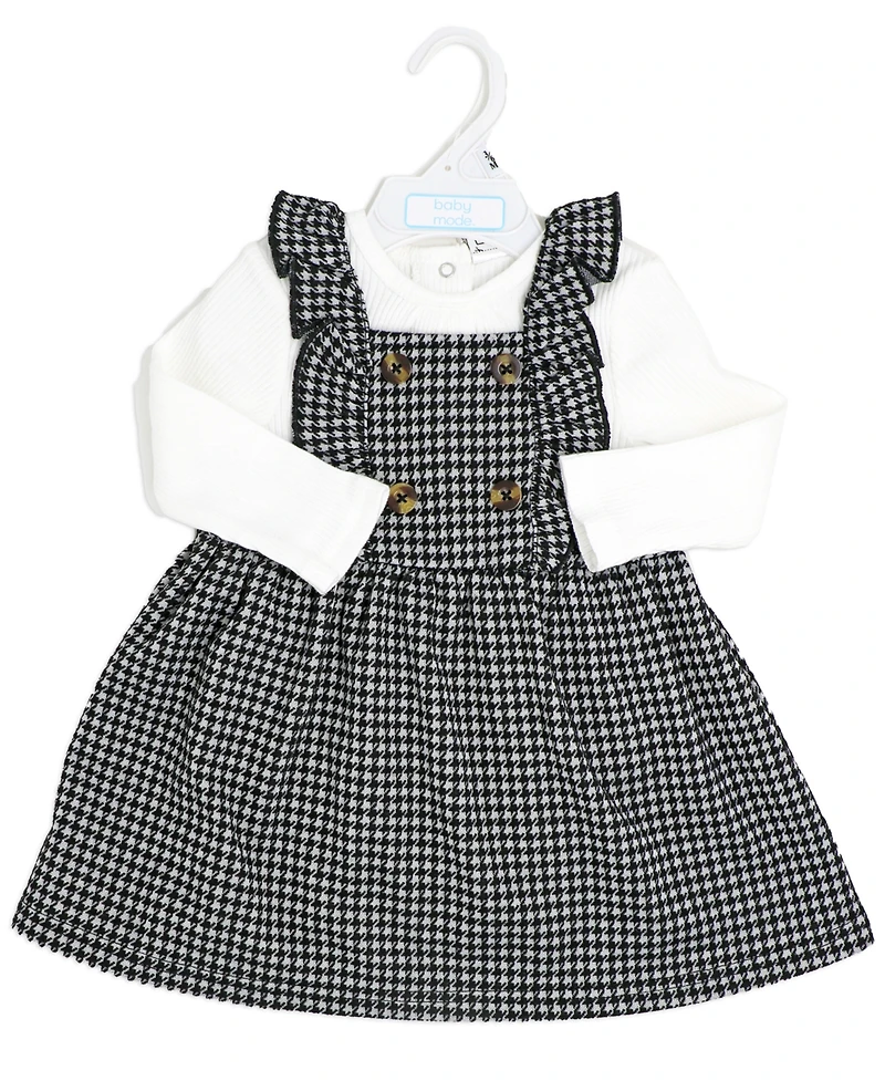 Baby Mode Girls Bodysuit and Houndstooth Jumper, 2-Piece Set