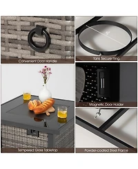 Outdoor 9 Pieces Patio Furniture Set with 50 000 Btu Propane Fire Pit Table