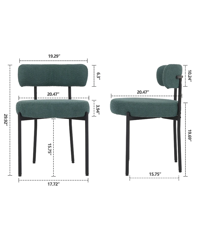Dyhome Boucle Dining Chairs Set of 4, Upholstered Kitchen Room Chairs, Side with Thick Cushions and Metal Legs