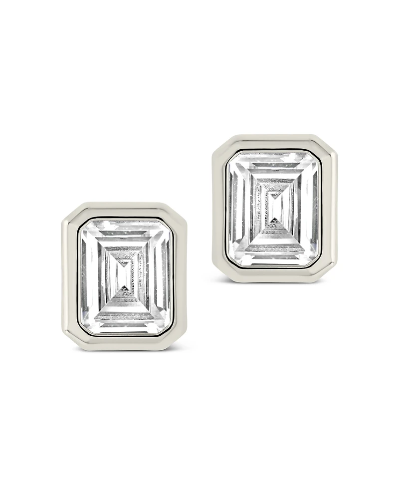 Sterling Forever Camille Bezel Cubic Zirconia Stud Earrings