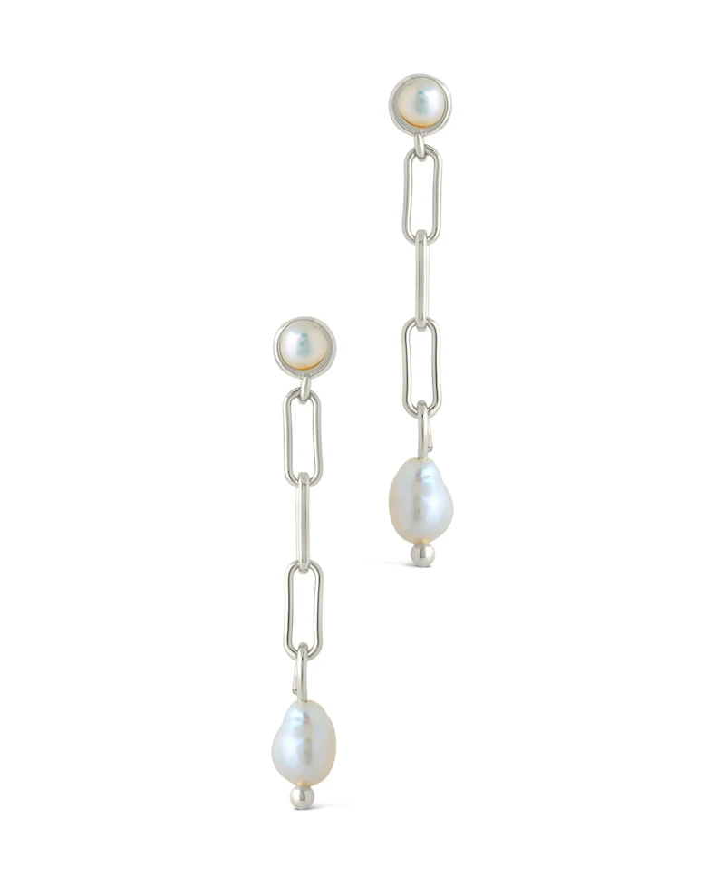 Sterling Forever Fayelynn Mother of Pearl Chain Drop Earrings