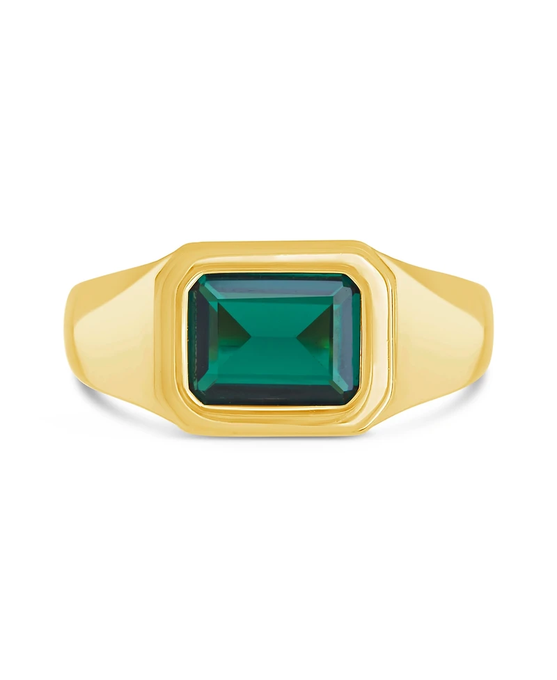 Sterling Forever Calder Cubic Zirconia Signet Statement Ring