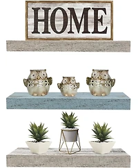 3 Pack 16 Inch Sorbus Rustic Floating Shelves - for Bedroom, Kitchen, Living Room, Office - Display Trophies, Books, Frames, etc