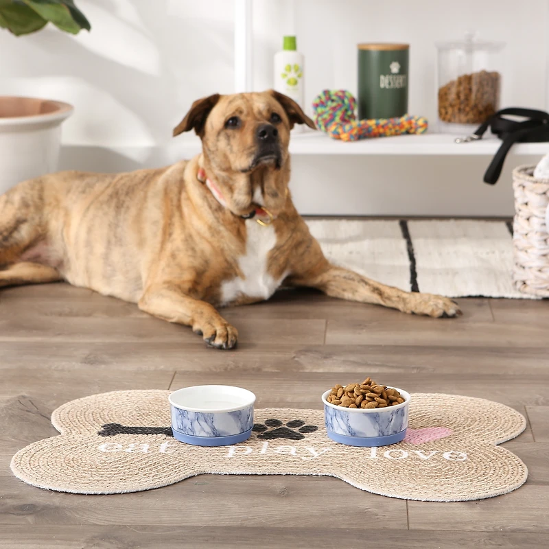 Bone Dry Marble Pet Bowl Set/2