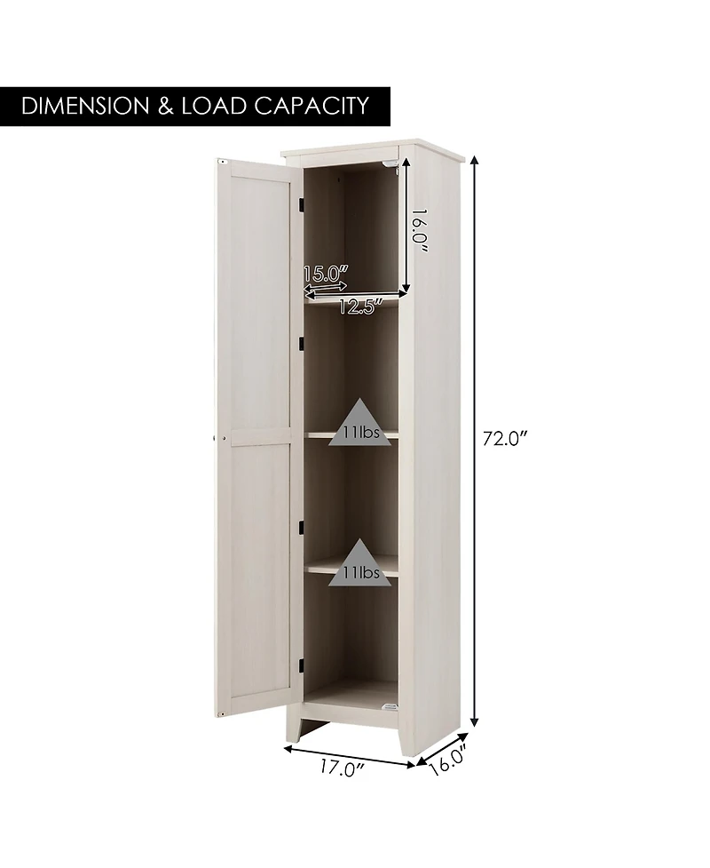Linen Tower Bathroom Storage Cabinet Tall Slim Side Organizer w/ Shelf