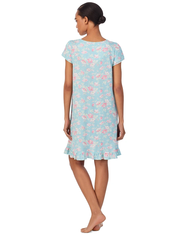 Lauren Ralph Lauren Women's Double-Flutter-Sleeve Keyhole-Neck Nightgown