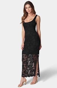 Bebe Women's Lace Square Neck Maxi Dress