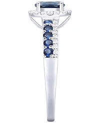 Sapphire (1 ct. t.w.) & Diamond (1/6 Oval Halo Ring 14k White Gold (Also available Ruby Emerald)