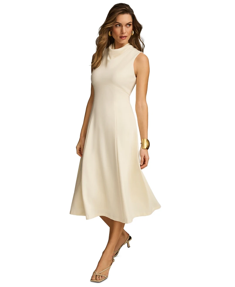 Donna Karan New York Women's Cowlneck Sleeveless Midi Dress