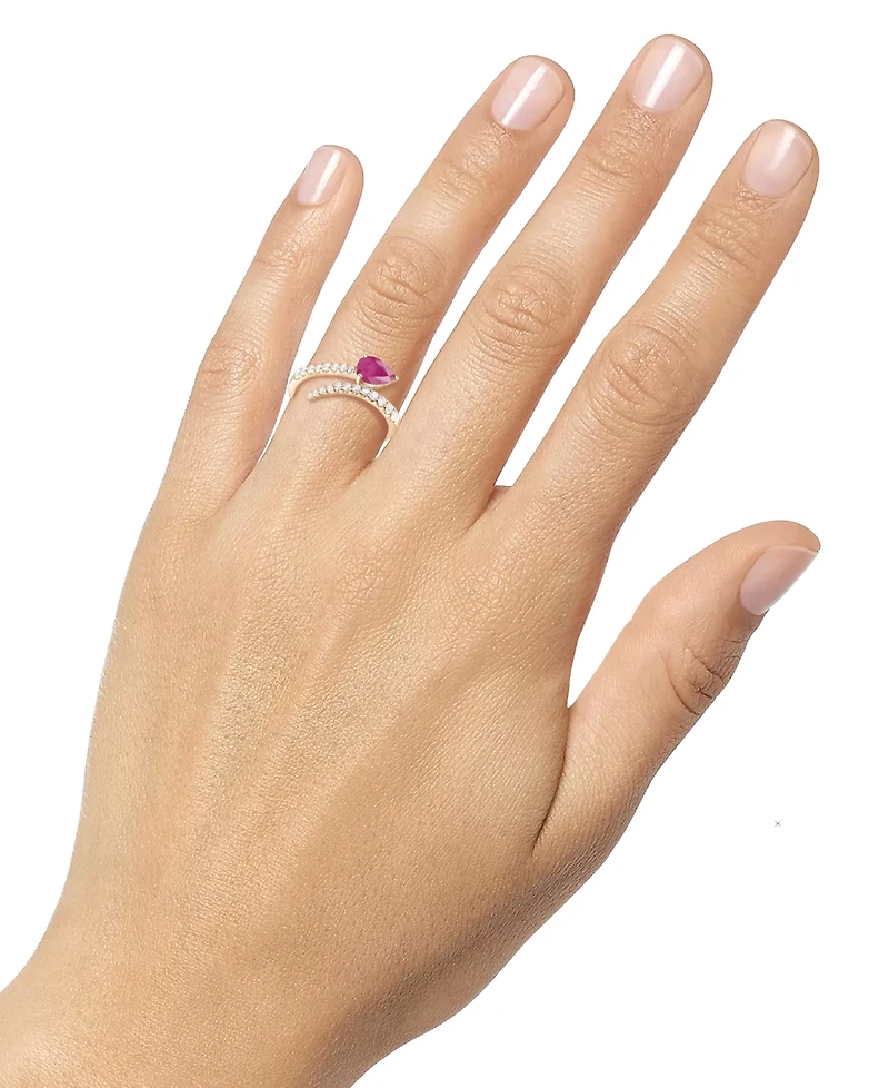 Emerald (5/8 ct. t.w.) & Diamond Bypass Ring (1/3 14k Yellow Gold (Also Available Ruby Sapphire)