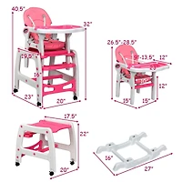 Gouun 3-in-1 Baby High Chair with Lockable Universal Wheels
