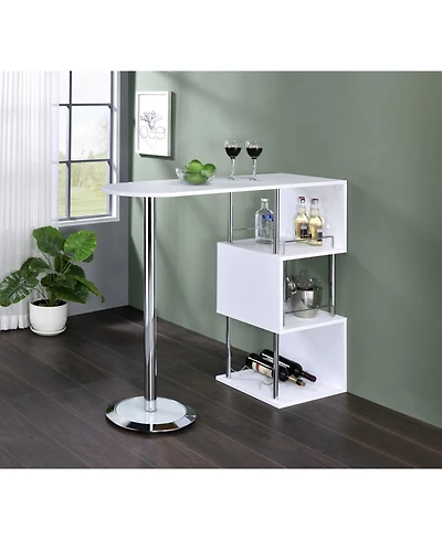 Kings Brand Furniture Minorca Bar Table with Shelves for Wine Bottles & Glasses