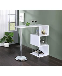 Kings Brand Furniture Minorca Bar Table with Shelves for Wine Bottles & Glasses