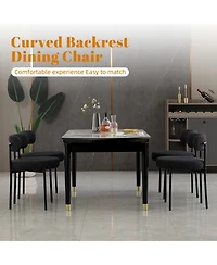 Dyhome Dining Chairs Set of 6, Mid-Century Modern Chairs, Curved Backrest Round Upholstered Boucle Sherpa Chair with Metal Legs