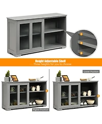 Storage Cabinet Sideboard Buffet Cupboard Glass Sliding Door