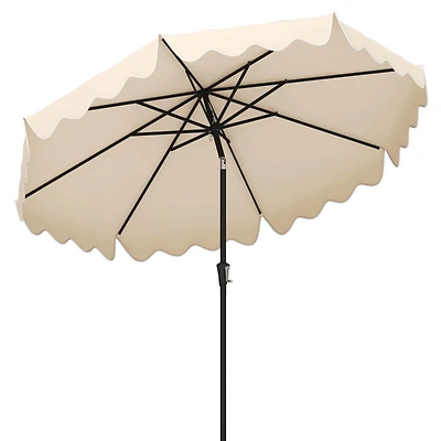 Costway 9 Ft Patio Umbrella 2-Tier Market Table with Sun-Protective Canopy