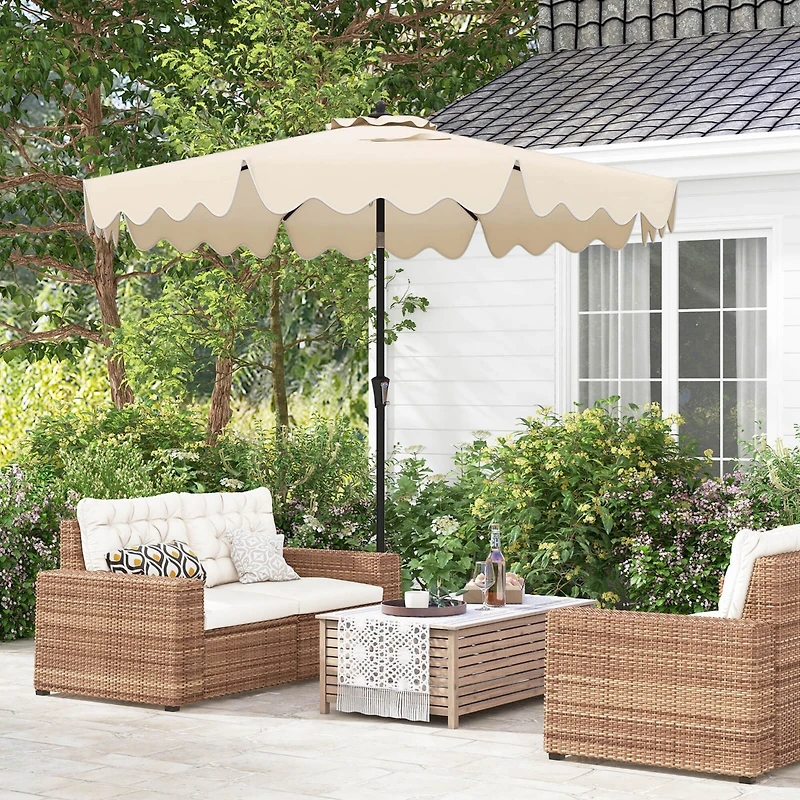 Costway 9 Ft Patio Umbrella 2-Tier Market Table with Sun-Protective Canopy