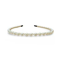 Thin Embellished Headband - White Pearl