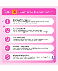 Kodak Barbie x Printomatic 2x3 Instant Print Camera, 5MP Portable Instant Camera - Signature Style