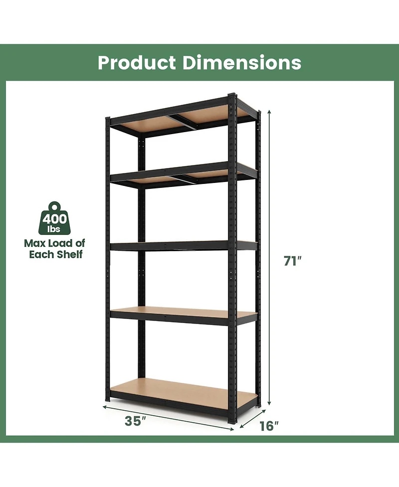 Pcs 5 Tier Adjustable Garage Shelving Unit with lbs Max Load for Warehouse