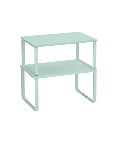 Slickblue Set of 2 Cabinet Organizer Shelves, Stackable & Expandable Kitchen Storage Spice Rack, Metal & Engineered Wood