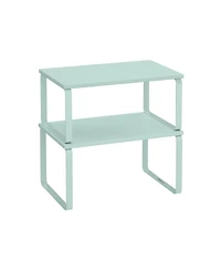 Slickblue Set of 2 Cabinet Organizer Shelves, Stackable & Expandable Kitchen Storage Spice Rack, Metal & Engineered Wood