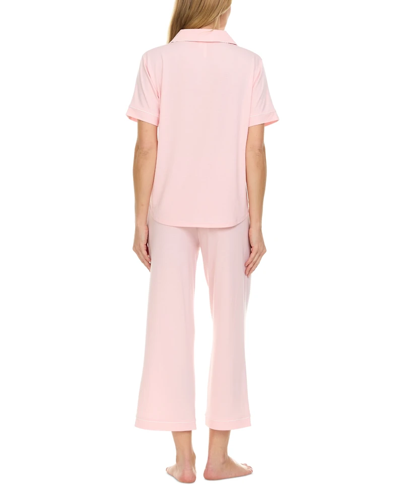 Flora by Nikrooz Women's Annie Notch Top and Capri Pajama 2 Piece Set