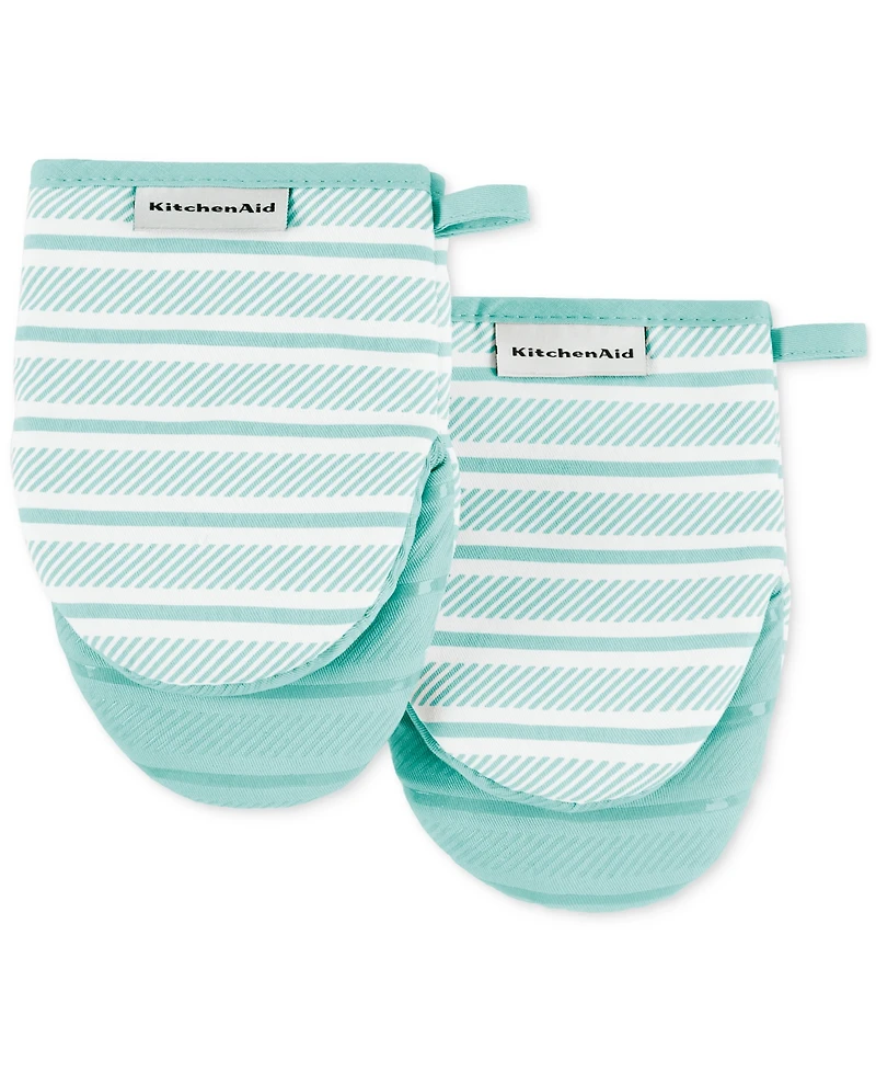 KitchenAid Albany Striped Mini Oven Mitts, Set of 2