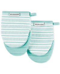 KitchenAid Albany Striped Mini Oven Mitts, Set of 2