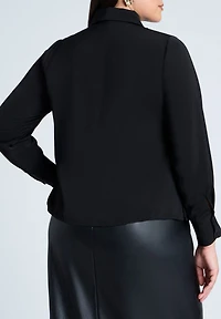Eloquii Women's Collared Shirt With Lace-Trimmed Placket