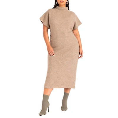 Eloquii Women's Short Sleeve Sweater Dress