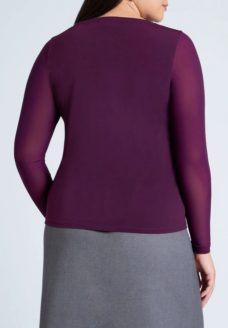 Eloquii Women's Sheer Sleeve Tee